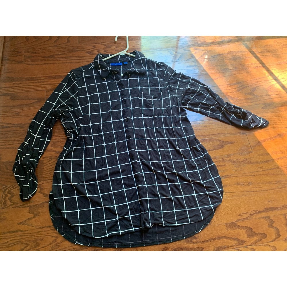 APT.9 Women's Black Button Down Checked Shirt Size XL